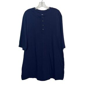KingSize Henley Shirt Mens LT Large Tall Blue Short Sleeves